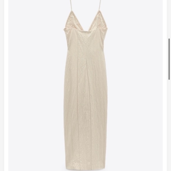 Zara Beige Midi Dress with Knot Detail - Picture 3 of 11